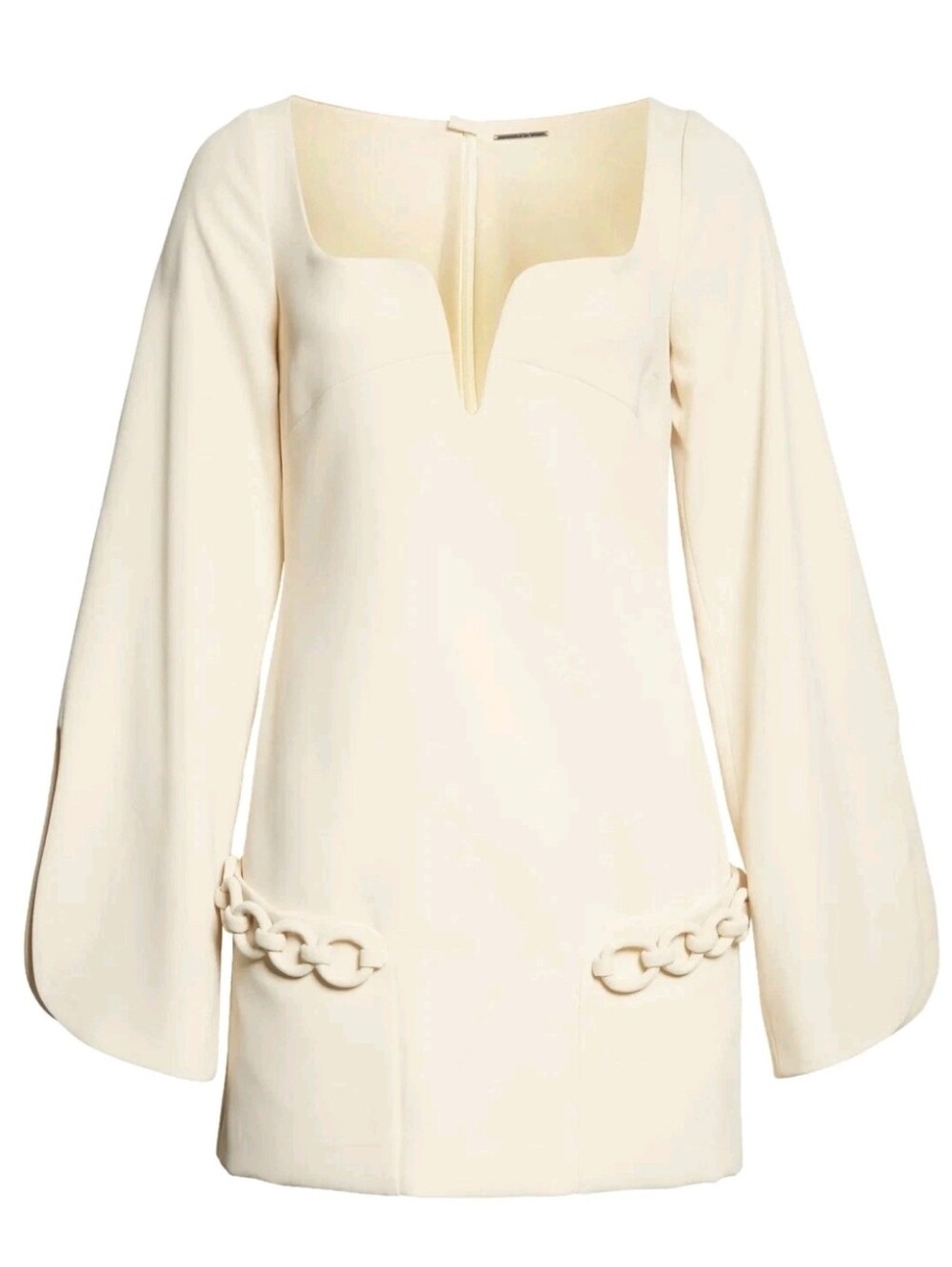 Alexis Cream Mini Dress with Chain Detail